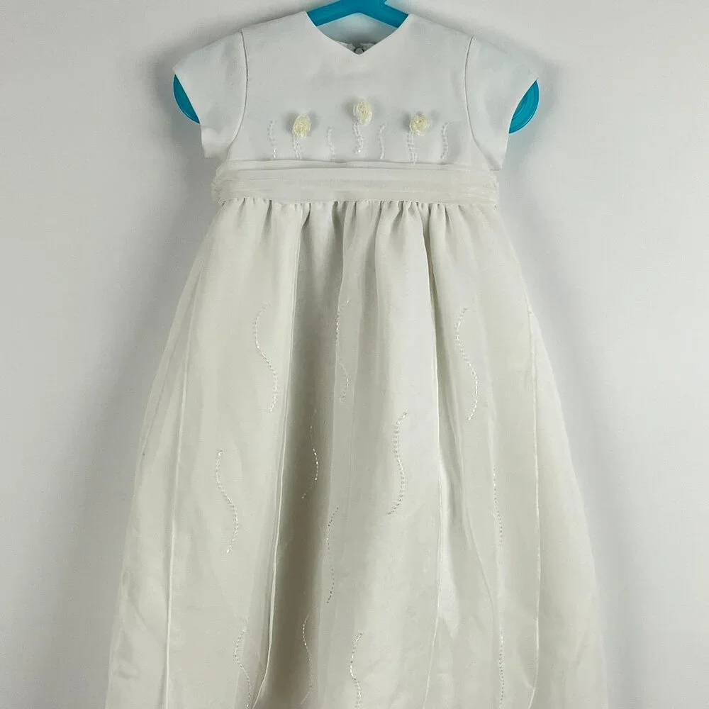 Sarah Louise Baby Formal Dress Size 6 Mths White Fit Flare Polyester Nylon - Picture 1 of 9